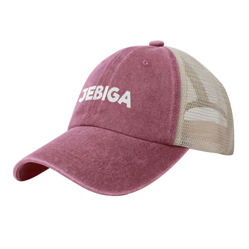 Jebiga Brate Print Vintage Mesh Baseball Cap Low Profile Trucker Hat for Men Breathable Cotton Summer Cool Hat Outdoor Ball Cap
