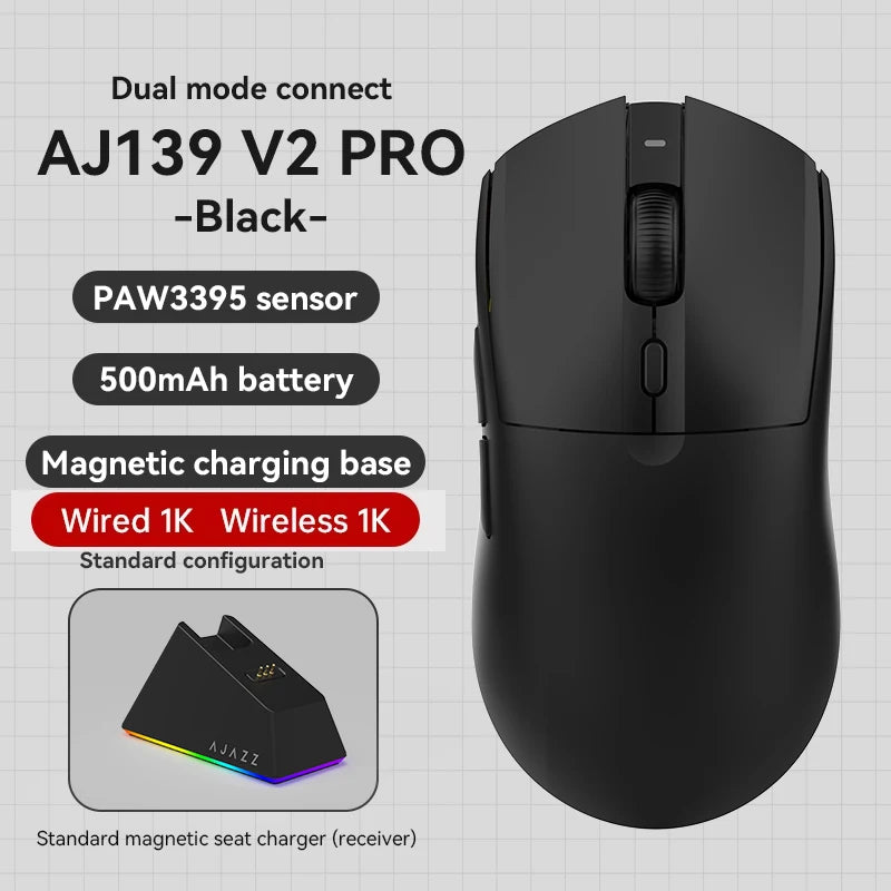 Ratón inalámbrico AJAZZ AJ139Pro/AJ139V2MC con chipset PMW3395/PAW3311, 12000-26000Dpi, ratón gaming profesional