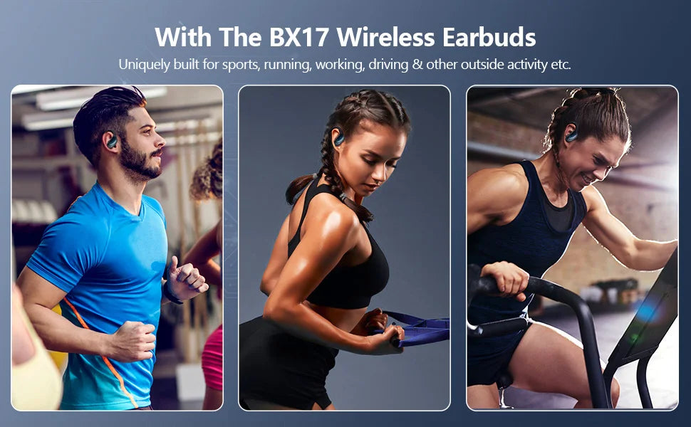 Bluetooth 5.3 Earphones True Wireless Headphones – Bluetooth 5.3 Earphones with Mic, Sports Earhooks, Noise Reduction, Waterproof TWS Bluetooth 5.3 Earphones for Running, Gym & Outdoor Use