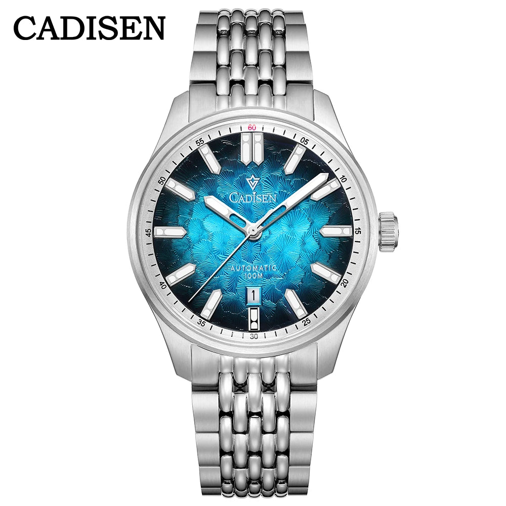 CADISEN 2026 Automatic Mechanical Men's Watch Blue Dial Business Casual 10ATM Waterproof Japan MIYOTA 8215 Movement Wristwatch