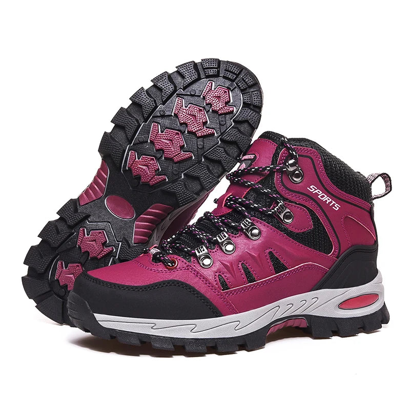 Outdoor Waterproof Hiking Boots Men's Women's Spring And Autumn Hiking Wear-resistant Mountain Sports Boots Hunting Sports Shoes
