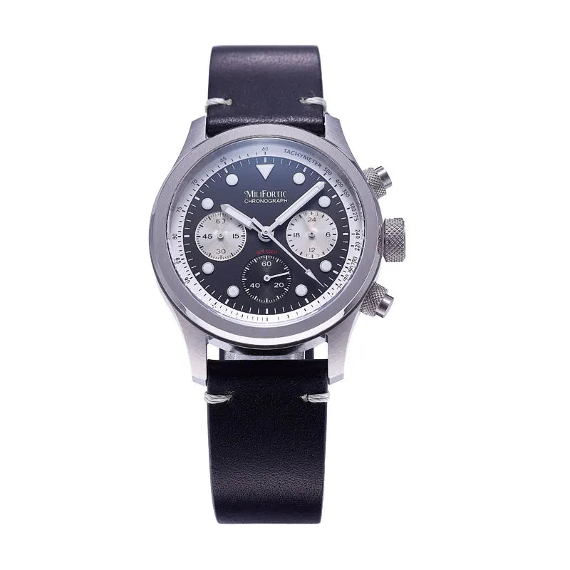 Milifortic 39MM Fashion Chronograph Watch Man R086 Retro C3Luminous Stainless Steel Waterproof 100M VK63 Quartz Watches For Man