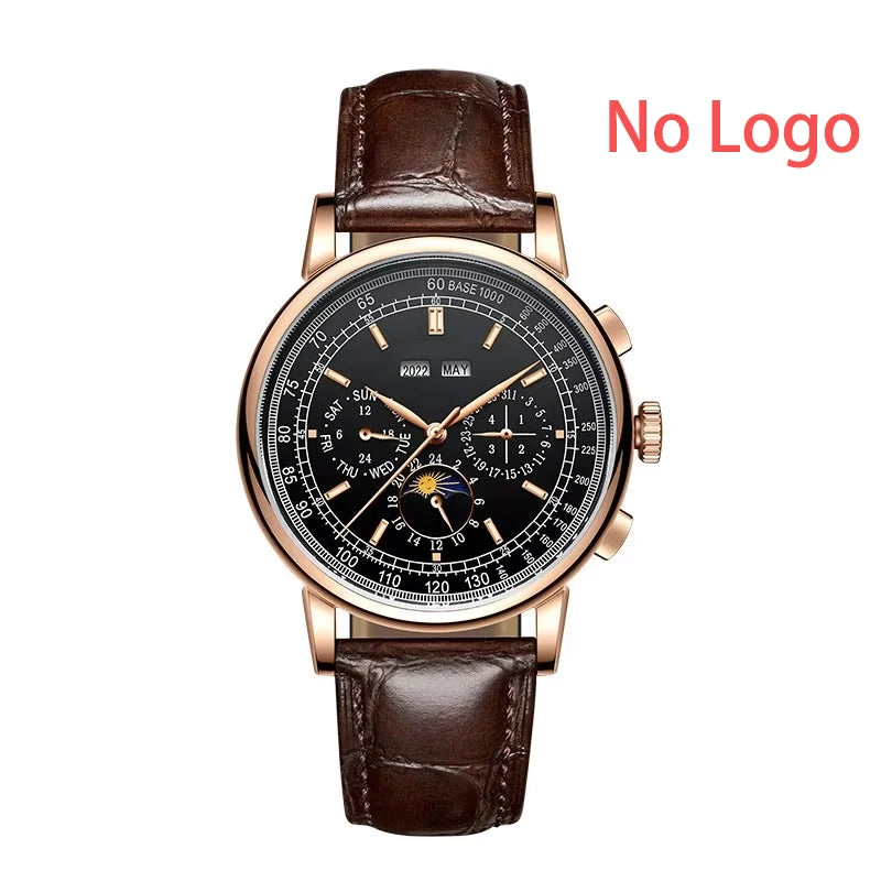 CORGEUT Automatic Mechanical Luxury Watches For Man Business Multification Date Day Month Year 316L Mechanical Men's Watches