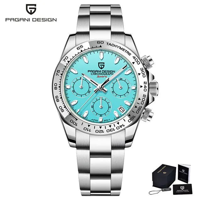 Pagani Design VK63 Fashion Men's Quartz Watch Luxury Sapphire Glass Timing Code Watch Stainless Steel Waterproof 10 Bar PD1727