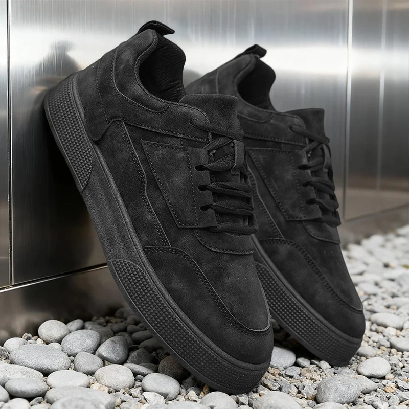 Men's Suede Casual Sneakers - Stylish Low-Top Lace-Up Shoes for Daily Wear & Street Fashion