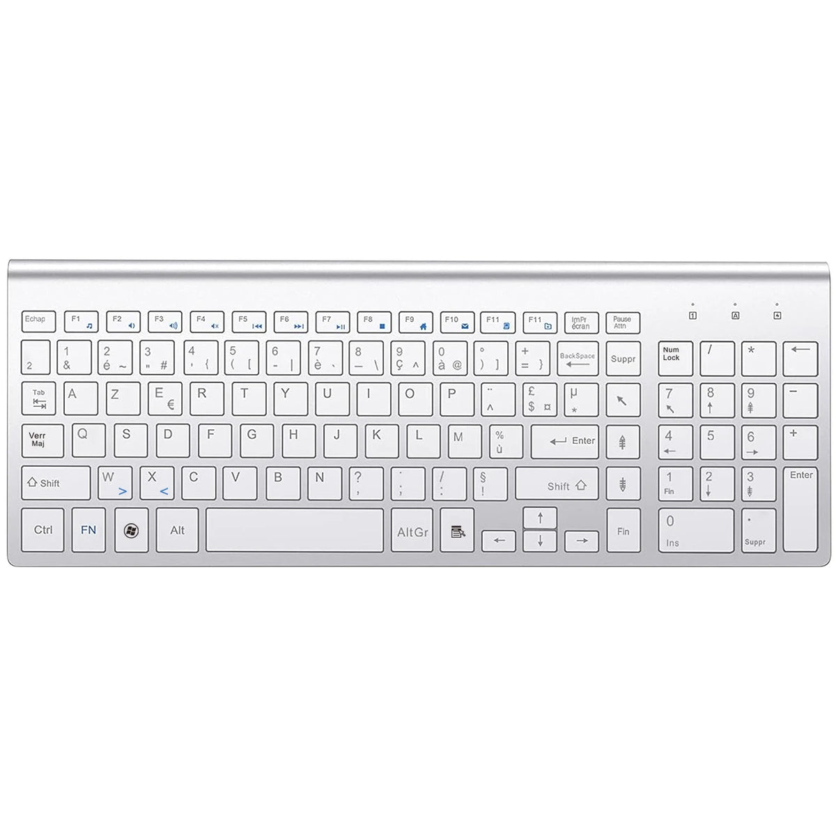 French Wireless Keyboard Ultra Slim 2.4G Silent Compact Energy Saving AZERTY Layout Keyboard Set for Windows PC Laptop