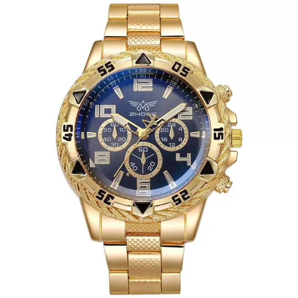 Men’s Luxury Stainless Steel Quartz Watch Large Dial Business & Casual Wristwatch