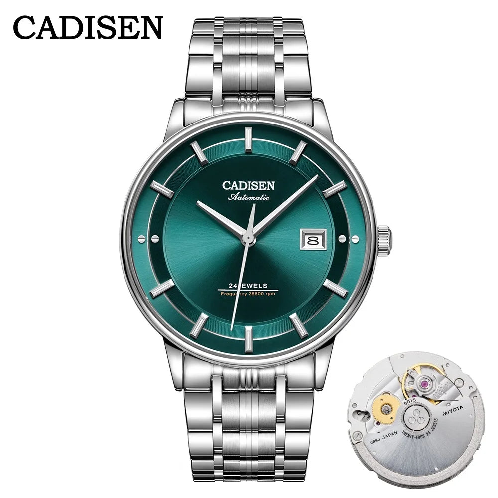 CADISEN Mechanical Wristwatches MIYOTA 9015 Movement Automatic Ultra-thin Watch Sapphire Waterproof Rose gold Business Watches