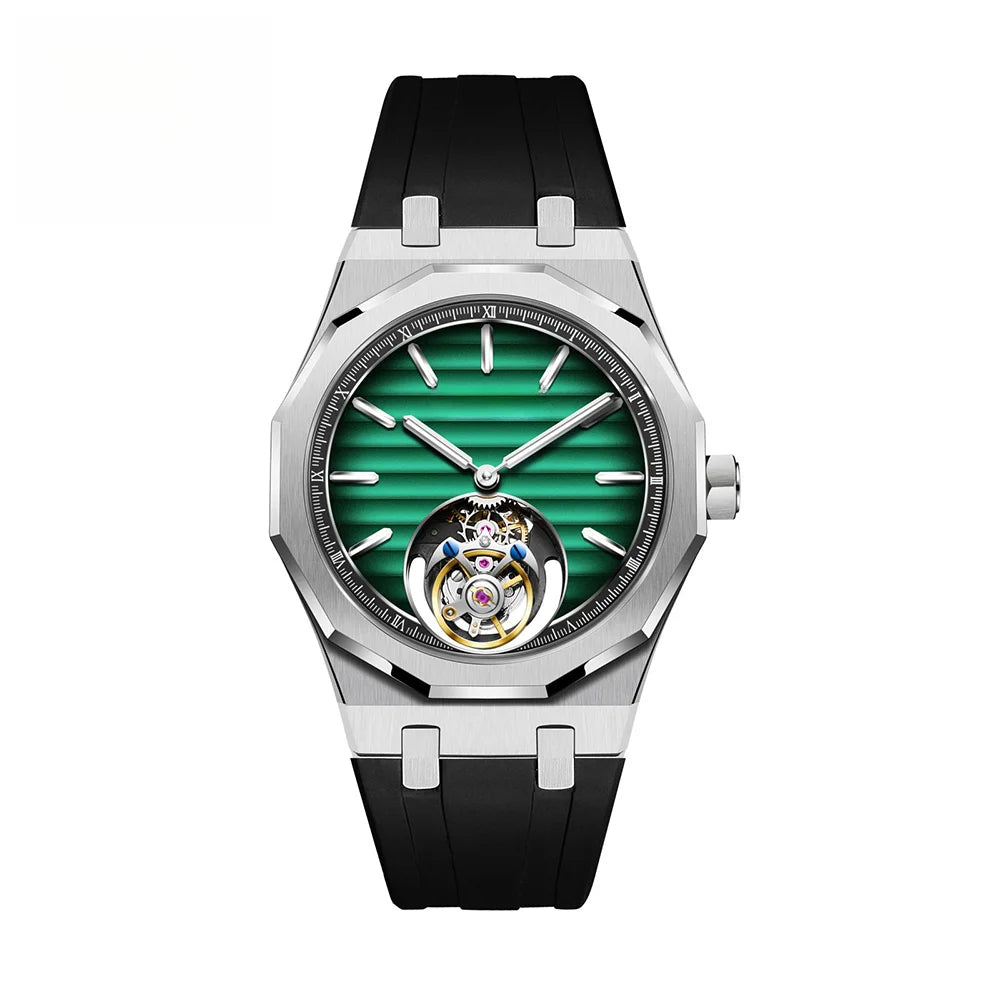 Raymondoya Men Flying Tourbillon Movement Mechanical Automatic Luxury Watches Wristwatches Skeleton Watch Brand For Man Sapphire