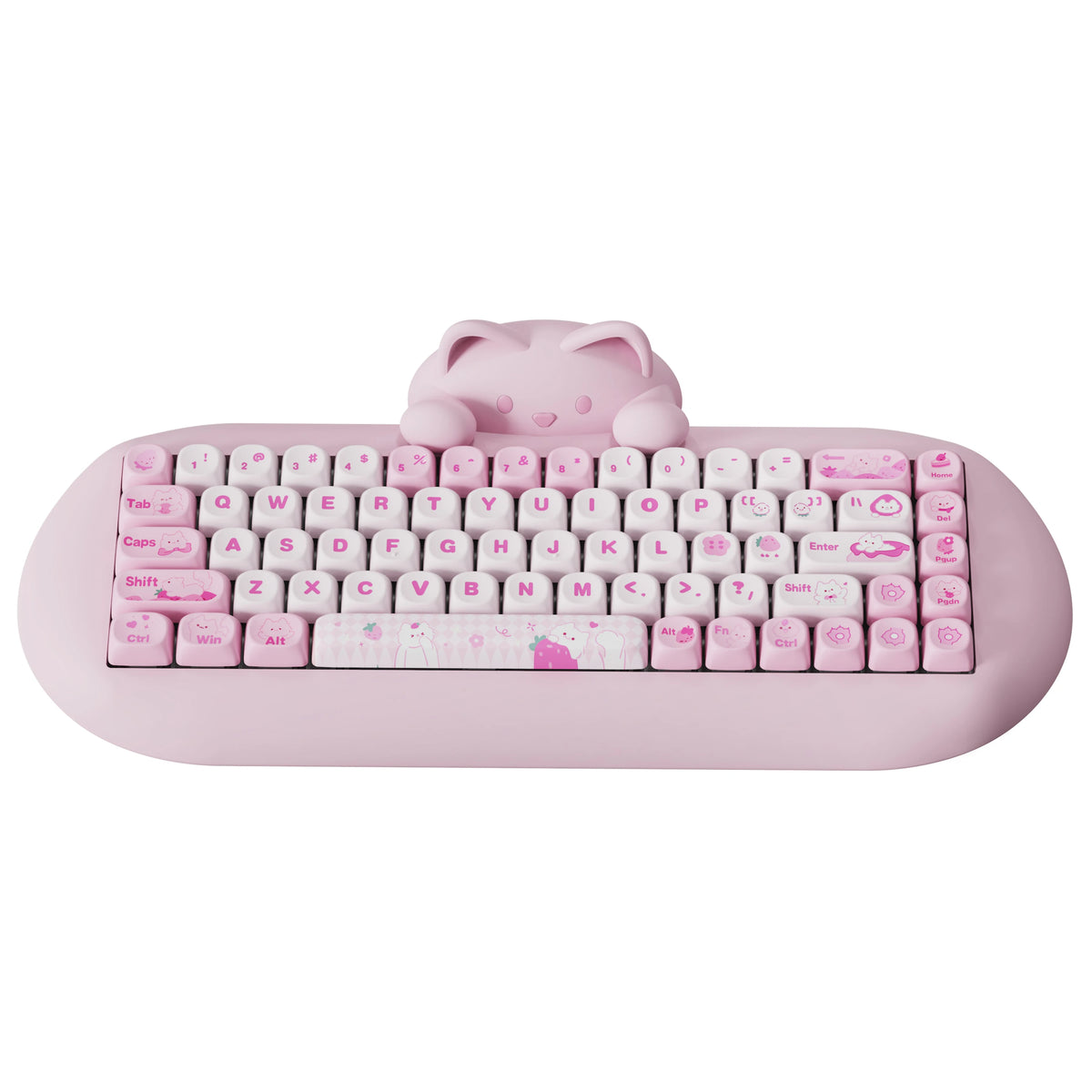 YUNZII C68 Pink 65% Hi-Fi Cute Cat Silicone Hot Swap NKRO Ergonomic Wireless BT5.0/2.4G/Wired RGB Mechanical Gaming Keyboard