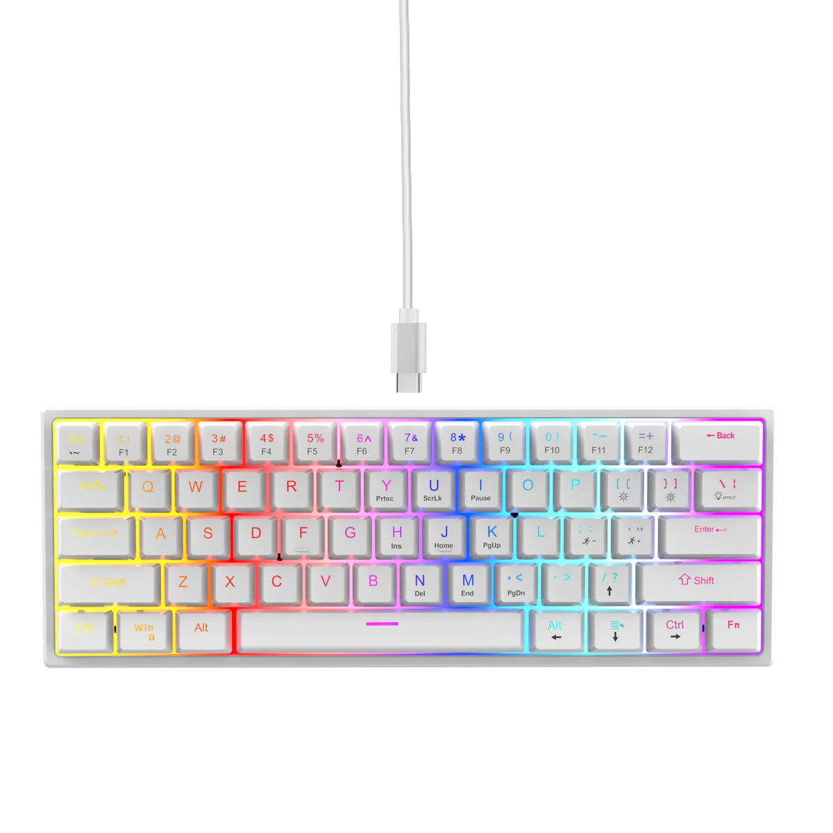 104 Keys Mechanical Feel Keyboard Wired Gaming Keyboard for Laptop PC Ergonomics RGB Backlit 61Key Cyan Axis Keycaps Keyboard