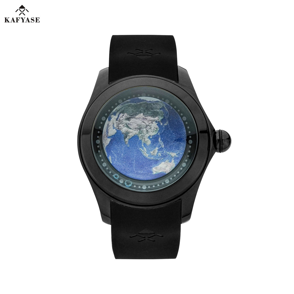 KAFYASE Fashion Earth Bubble Rubber Automatic Watches Luxury Men 46mm Mechanical Wristwatches Art Eye Ball Dial Classic Watch