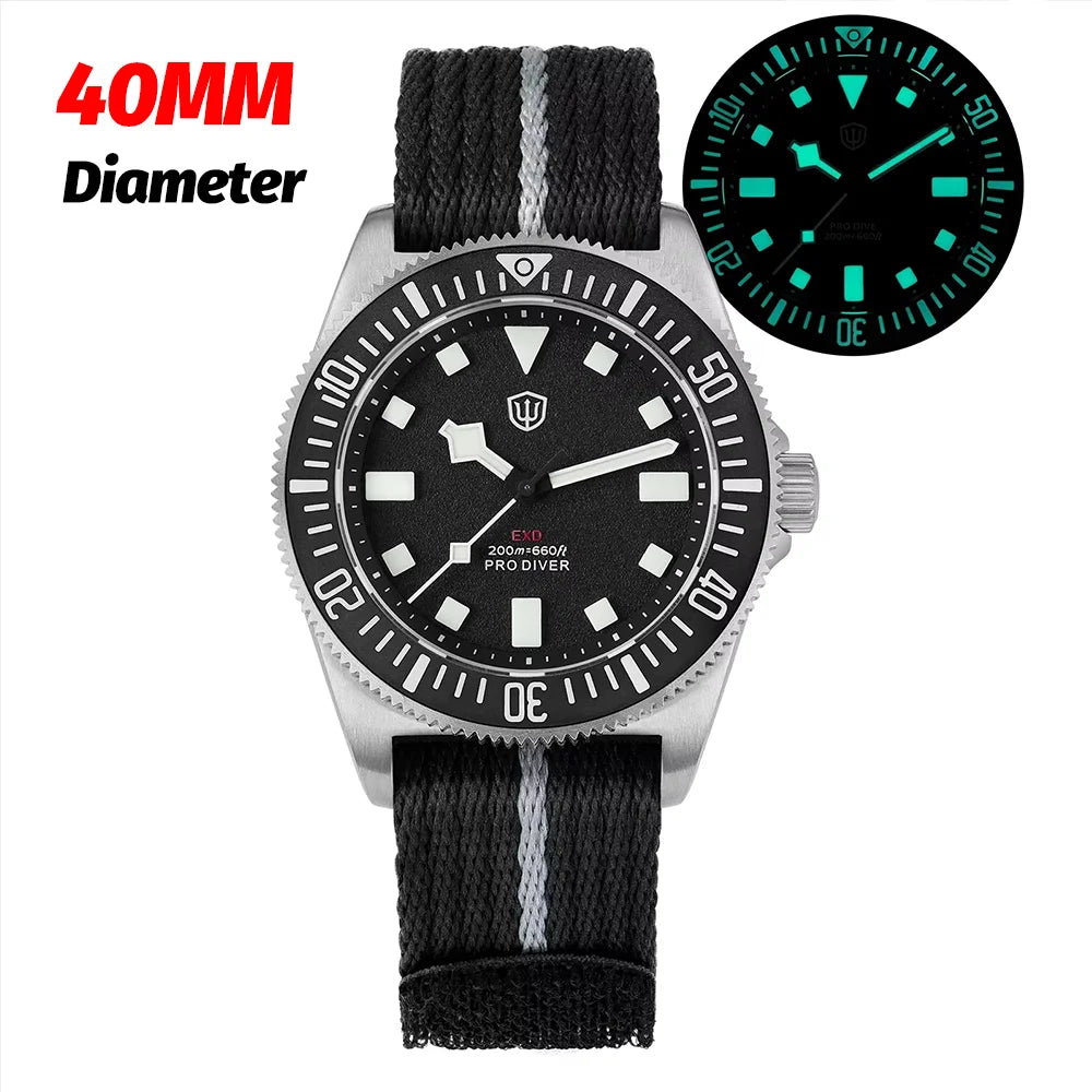 Watchdives EXD 40Mm Titanium Dive Watch Man VH31 Sweep Quartz Watches 200 Waterproof Ar Sapphire BGW9 Luminous 316L Wristwatch