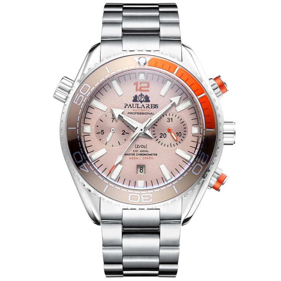 PAULAREIS P Brand Luxury Automatic Watch Men Fashion Calendar Waterproof Luminous Watch Stainless Steel Mechanical Watches Mens