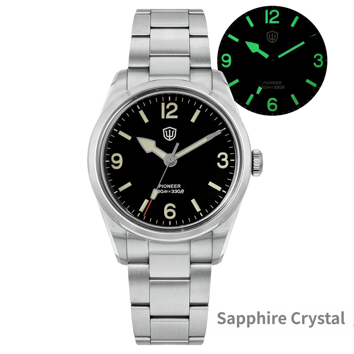 Watchdives WD1960S V2 36.5mm Men’s Quartz Watch VH31 Sweep-Seconds Movement Sapphire Crystal BGW9/C3 Luminous Watch for Men