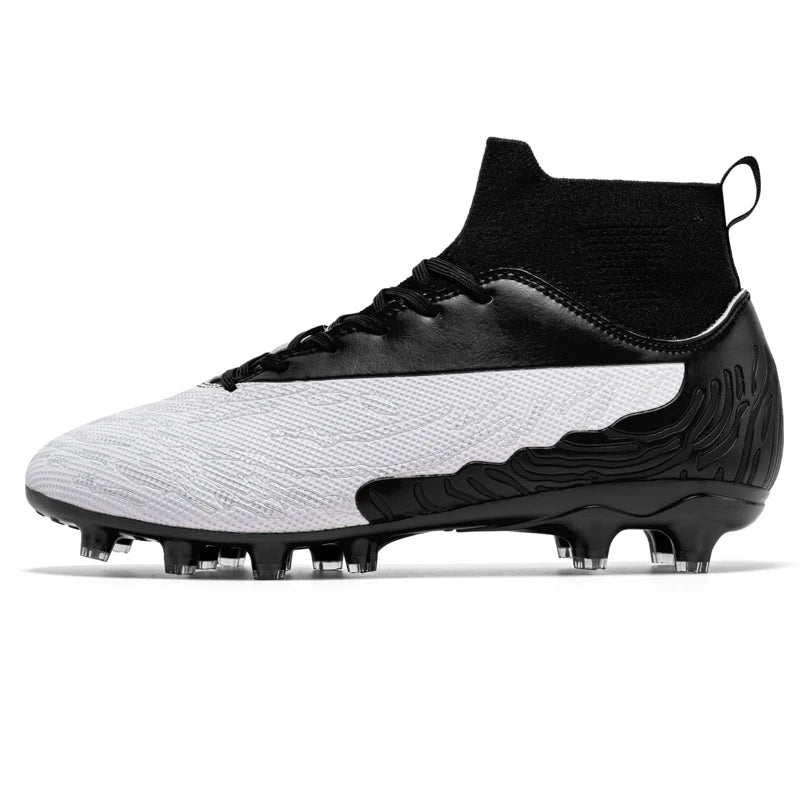 Black Men Soccer Shoes AG/FG Cleats Training Football Boots For Men High Ankle Sport Shoes Kids Adults Sneakers 35-45