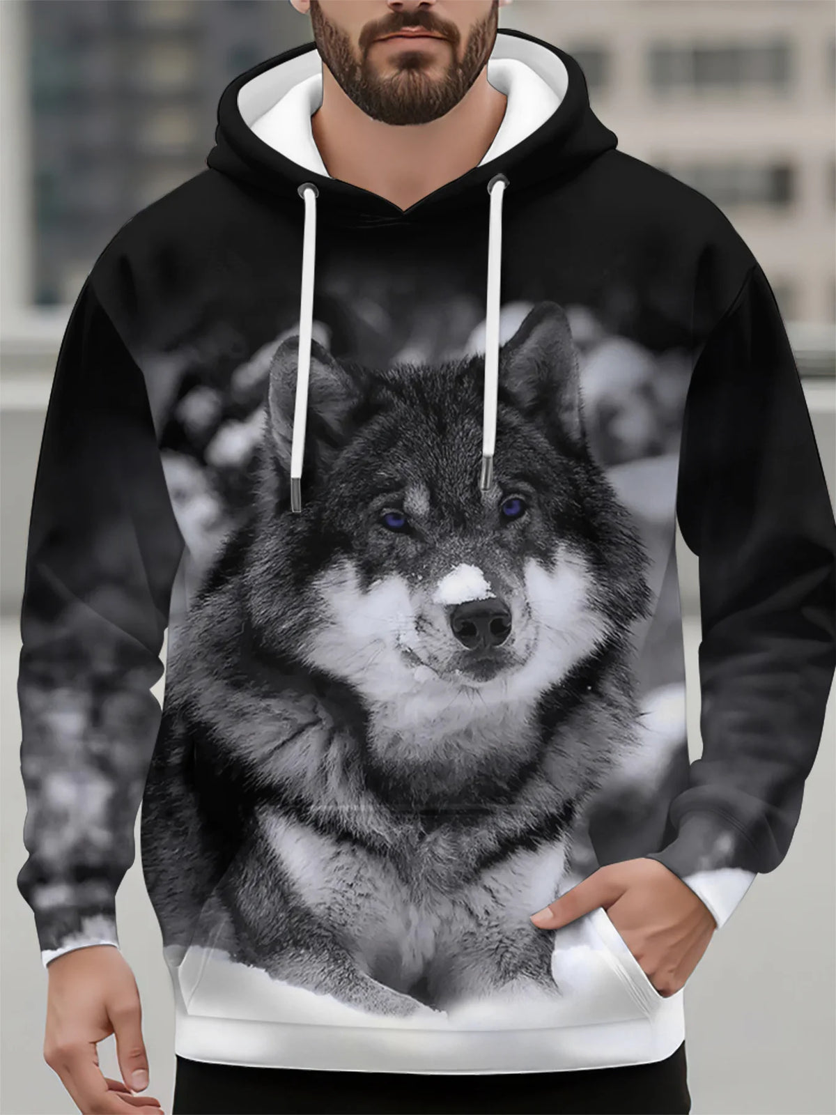 Fashion Animal Men's Hoodie Wolf 3D Print Fall Sweatshirt Hoodie Street Casual Sweatshirt Y2K Men's Oversized Unisex Clothing
