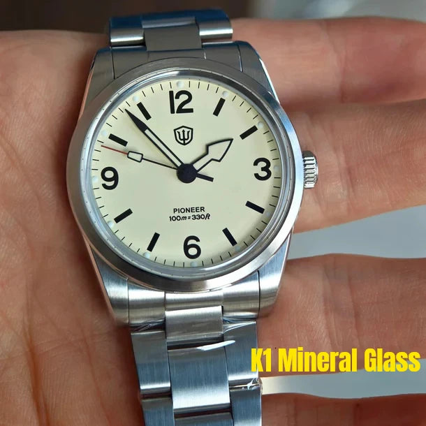Watchdives WD1960S V2 36.5mm Quartz Watch VH31 Sweep Seconds Vintage Style Sapphire Crystal BGW9 Lume 100M Waterproof Steel