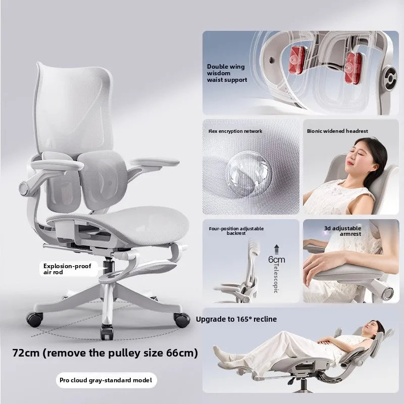 Ergonomic Office Chair with Floating Wing Lumbar Support, Adjustable Height Mesh Computer Chair, Swivel Rolling Office Chair for Home, Gaming & Office