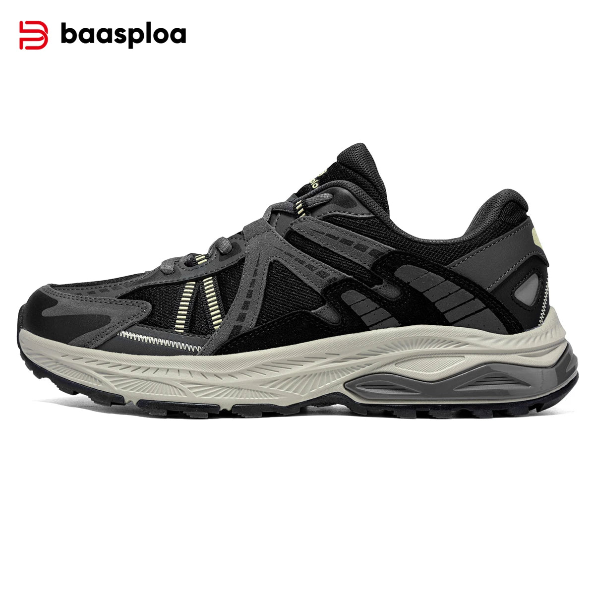 Baasploa New Men Running Shoes Outdoor Casual Lightweight Breathable Sneakers Male Cushioning Non-Slip Vintage Sports Shoes