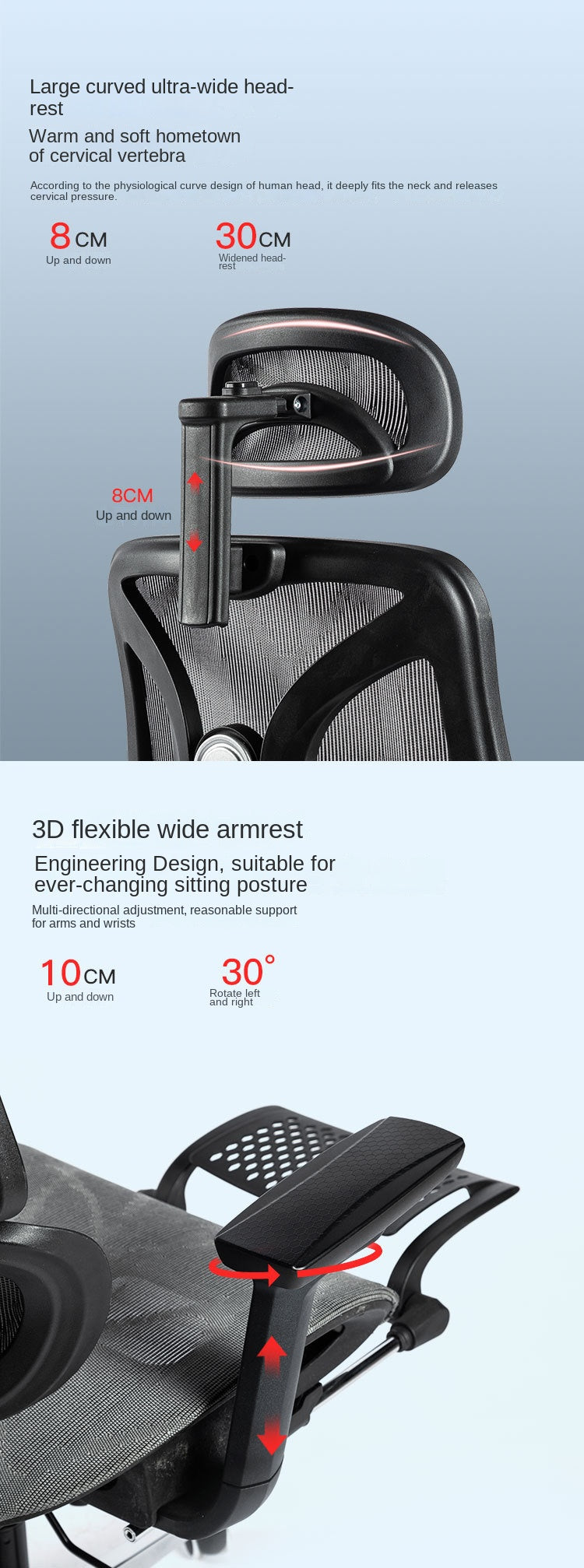 UVR Ergonomic Gaming Chair Office Chair with Reclining Backrest, Adjustable Lift Swivel Computer Gaming Chair with Armrests and Mesh Design