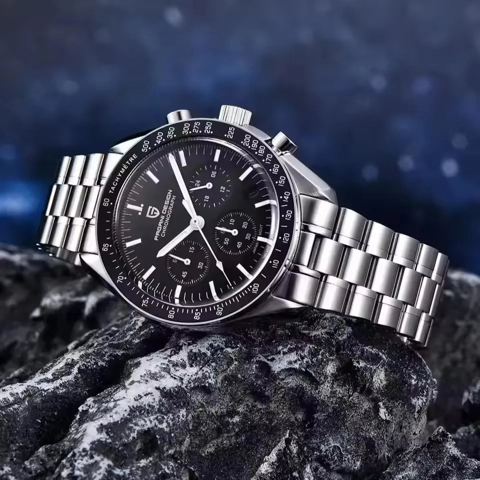 PAGANI DESIGN V6 Moon Relógio de Homem Cronógrafo Desportivo de Quartzo com Bisel em Safira AR e Cerâmica – Relógio seguro