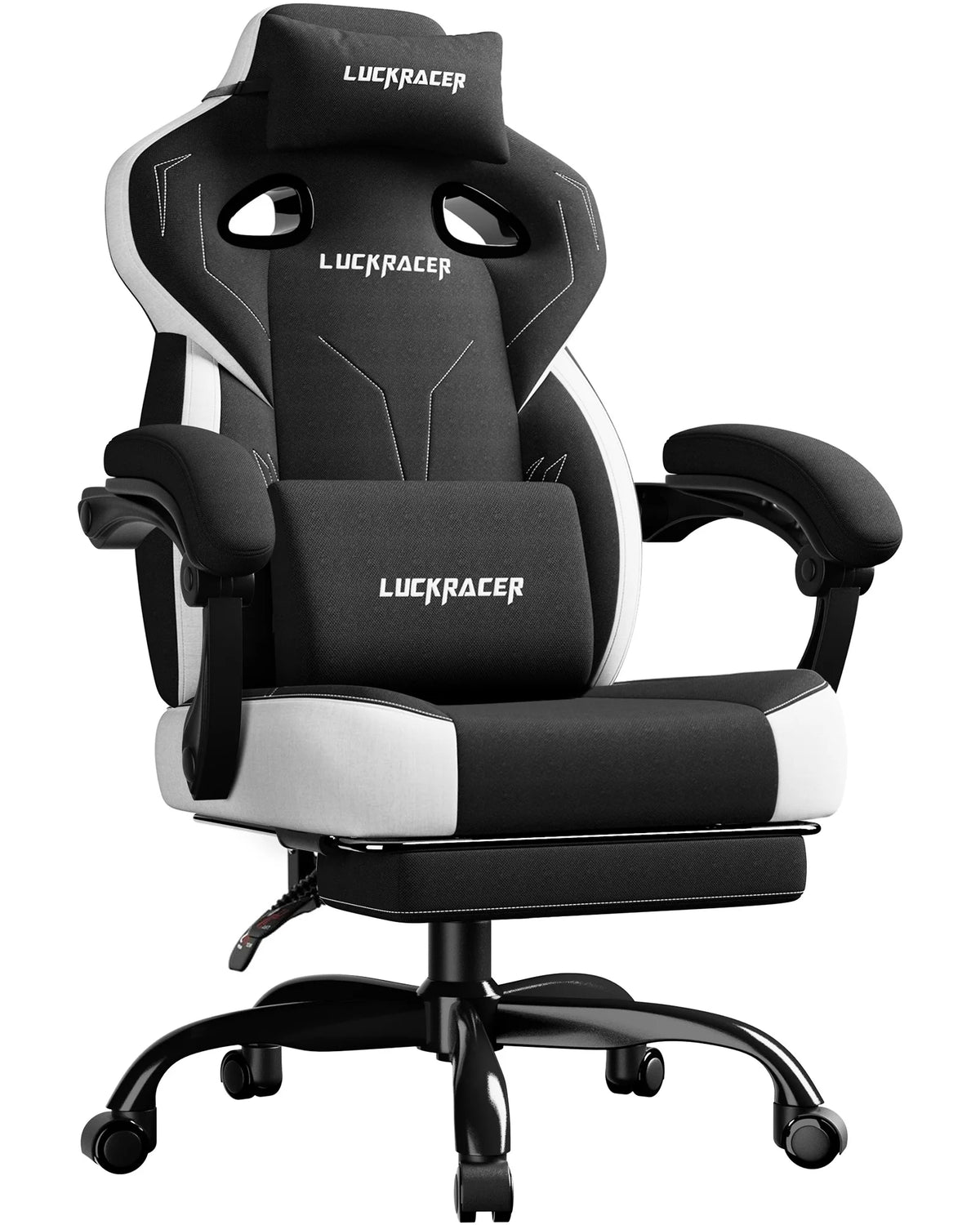 LUCK RACER Gaming Chair Ergonomic Office Chair with Connected Armrests, Memory Foam Cushion, Adjustable Reclining Backrest, Footrest