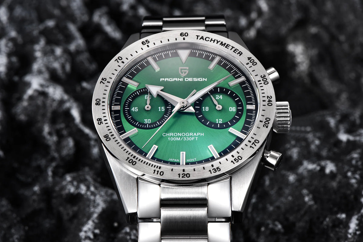 PAGANI DESIGN 2024 New Wide arrow Moon Men's Watches Luxury Quartz Watch For Men Sport Retro Chronograph VK64 AR Sapphire glass