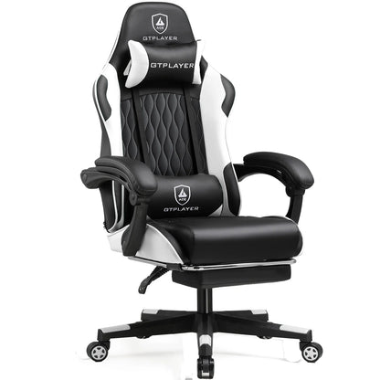 GTPLAYER Gaming Chair Ergonomic Office Chair with Footrest, Adjustable Lumbar Support, Reclining Gamer Chair, 150kg Heavy Duty Computer Chair