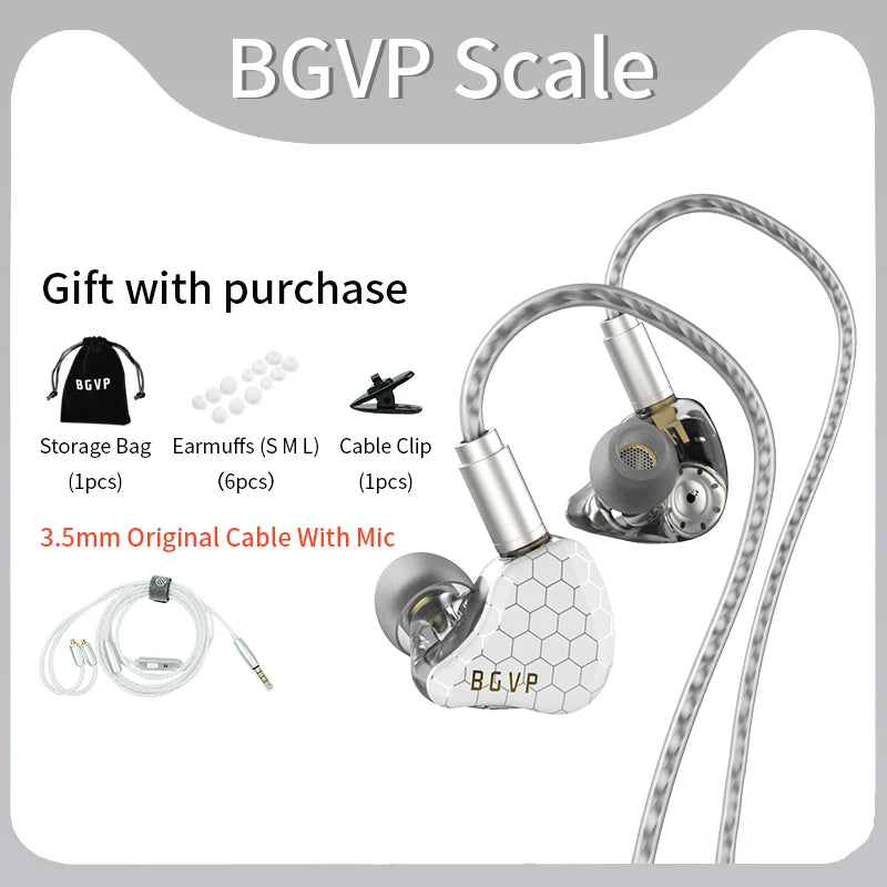 BGVP Scale 2DD HiFi Wired Earphones In Ear Monitor Headphones with 6D Sound Effects, Gaming Headset, Bass Stereo Earbuds with Detachable Cable