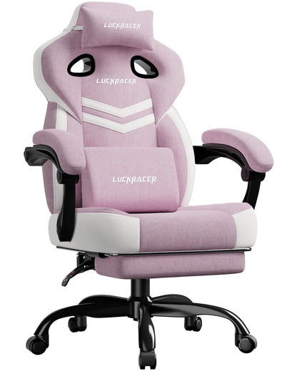 LUCK RACER Gaming Chair Ergonomic Office Chair with Connected Armrests, Memory Foam Cushion, Adjustable Reclining Backrest, Footrest