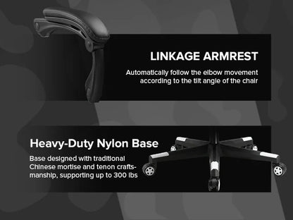 GTPLAYER Gaming Chair Ergonomic Office Chair with Footrest, Adjustable Lumbar Support, Reclining Gamer Chair, 150kg Heavy Duty Computer Chair