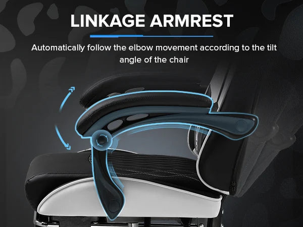 GTPLAYER Gaming Chair Ergonomic Office Chair with Footrest, Adjustable Lumbar Support, Reclining Gamer Chair, 150kg Heavy Duty Computer Chair