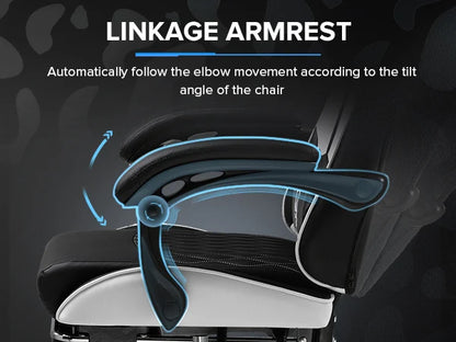 GTPLAYER Gaming Chair Ergonomic Office Chair with Footrest, Adjustable Lumbar Support, Reclining Gamer Chair, 150kg Heavy Duty Computer Chair