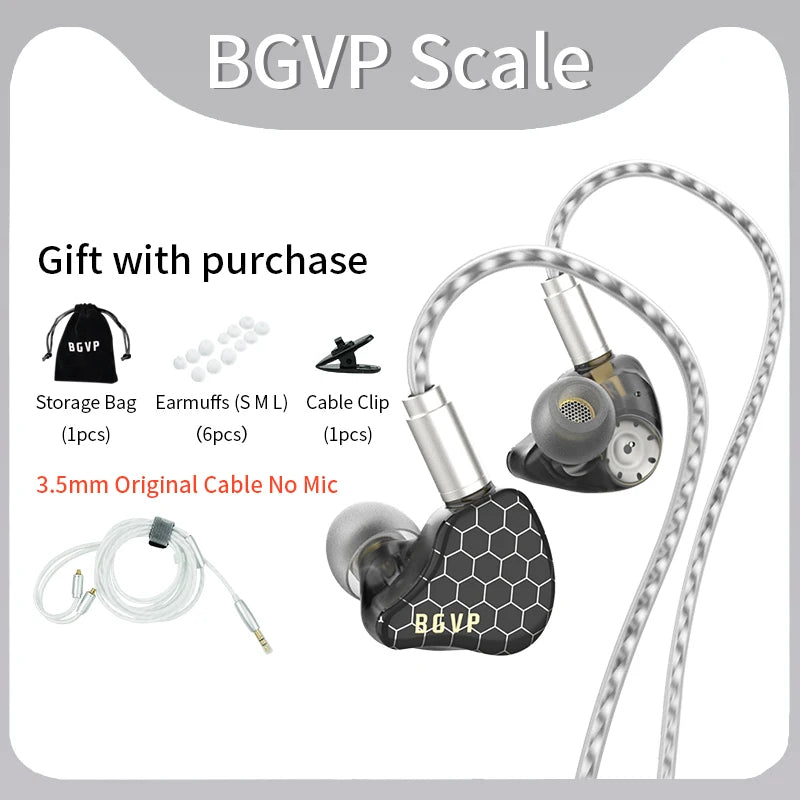 BGVP Scale 2DD HiFi Wired Earphones In Ear Monitor Headphones with 6D Sound Effects, Gaming Headset, Bass Stereo Earbuds with Detachable Cable