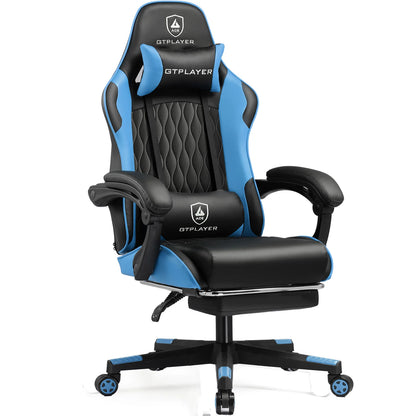 GTPLAYER Gaming Chair Ergonomic Office Chair with Footrest, Adjustable Lumbar Support, Reclining Gamer Chair, 150kg Heavy Duty Computer Chair