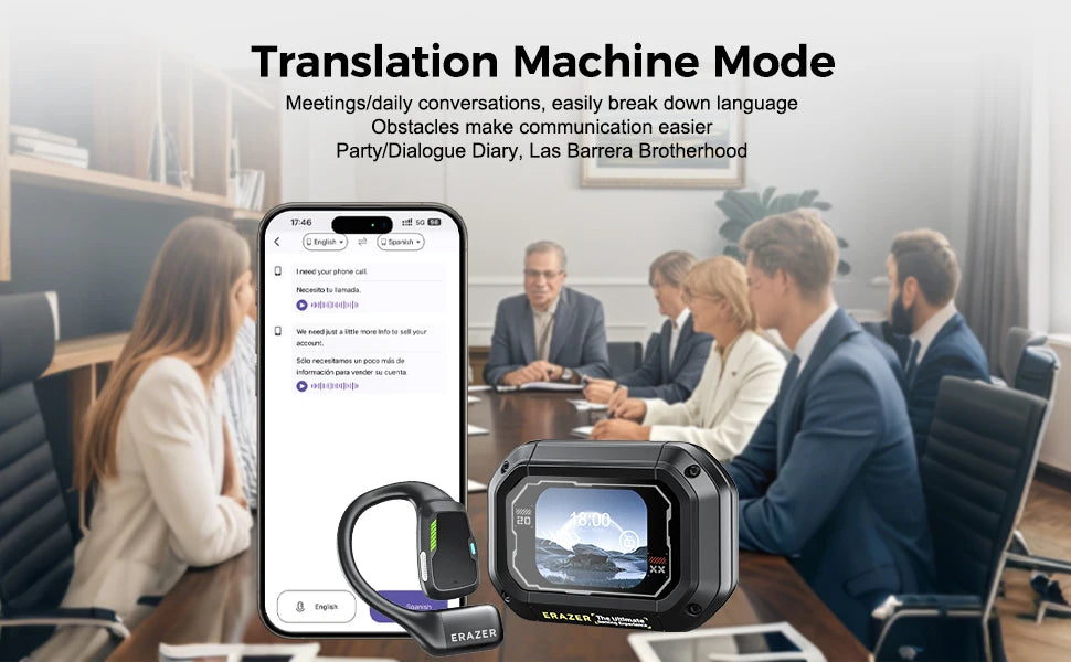 AI Translator Earbuds Erazer XP6 Wireless Bluetooth Gaming Headphones – Waterproof AI Translation Earbuds with APP Control, Deep Bass Sound & Microphone