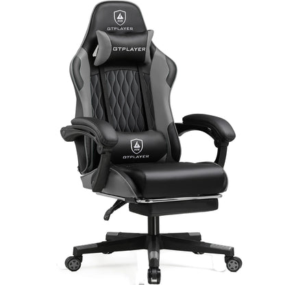 GTPLAYER Gaming Chair Ergonomic Office Chair with Footrest, Adjustable Lumbar Support, Reclining Gamer Chair, 150kg Heavy Duty Computer Chair