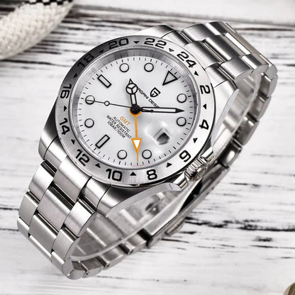 PAGANI DESIGN 2026 New Automatic Machinery Men's Watch GMT DG5833 Stainless Steel sapphire crystal 10Bar Waterproof reloj hombre