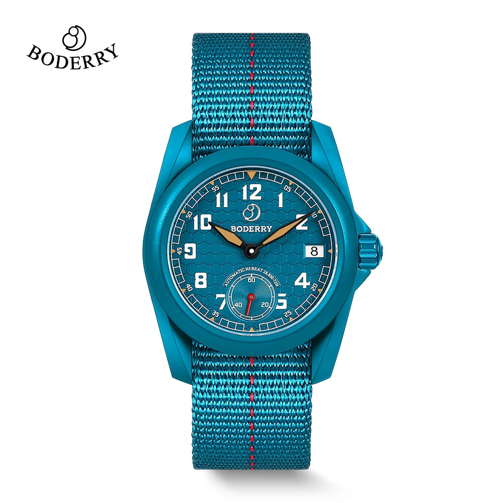BODERRY Men's Field Watches Titanium Automatic Top Brand Wristwatch 100M Waterproof Clock Military Watch for Men