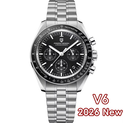 PAGANI DESIGN 2026 New V6 Moon Mens Watch Luxury Quartz Speed Sports Chronograph Watch For Men Watch AR Sapphire glass Local Shipping