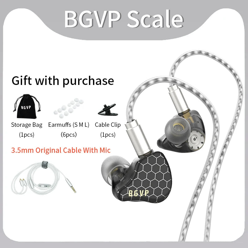 BGVP Scale 2DD HiFi Wired Earphones In Ear Monitor Headphones with 6D Sound Effects, Gaming Headset, Bass Stereo Earbuds with Detachable Cable