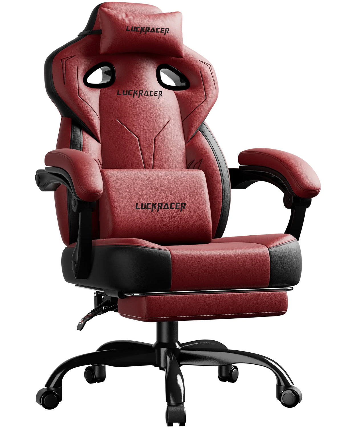 LUCK RACER Gaming Chair Ergonomic Office Chair with Connected Armrests, Memory Foam Cushion, Adjustable Reclining Backrest, Footrest