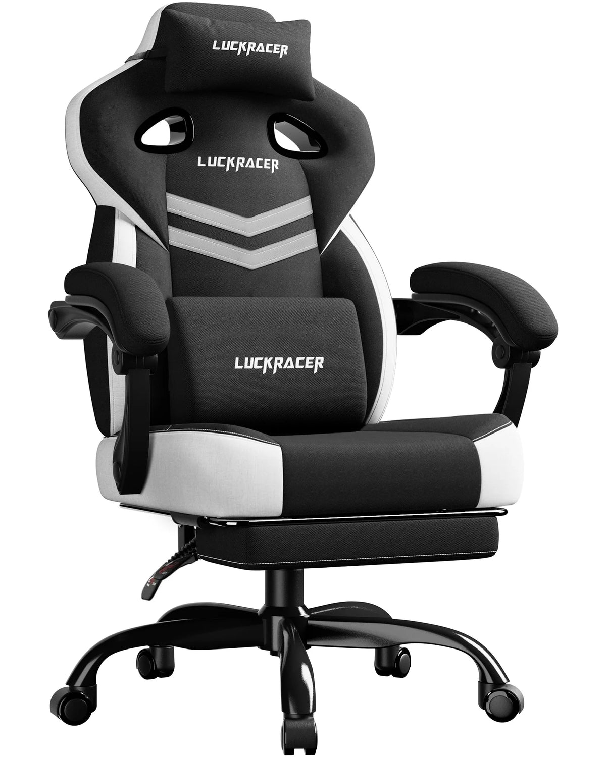 LUCK RACER Gaming Chair Ergonomic Office Chair with Connected Armrests, Memory Foam Cushion, Adjustable Reclining Backrest, Footrest