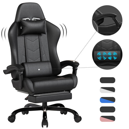 HOMALL Ergonomic Gaming Chair Faux Leather Office Chair with Footrest, Massage Lumbar Support, Adjustable Swivel Desk Chair for Gaming & Work