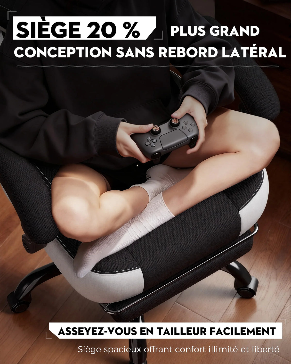 LUCK RACER Gaming Chair Ergonomic Office Chair with Connected Armrests, Memory Foam Cushion, Adjustable Reclining Backrest, Footrest