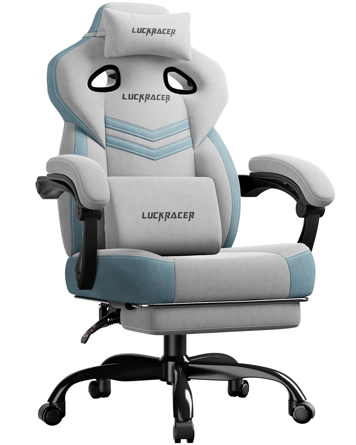 LUCK RACER Gaming Chair Ergonomic Office Chair with Connected Armrests, Memory Foam Cushion, Adjustable Reclining Backrest, Footrest