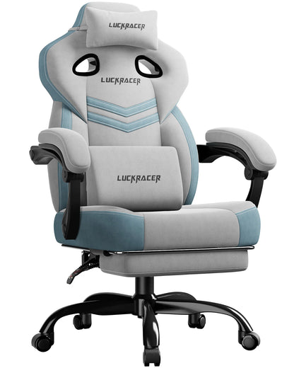 LUCK RACER Gaming Chair Ergonomic Office Chair with Connected Armrests, Memory Foam Cushion, Adjustable Reclining Backrest, Footrest