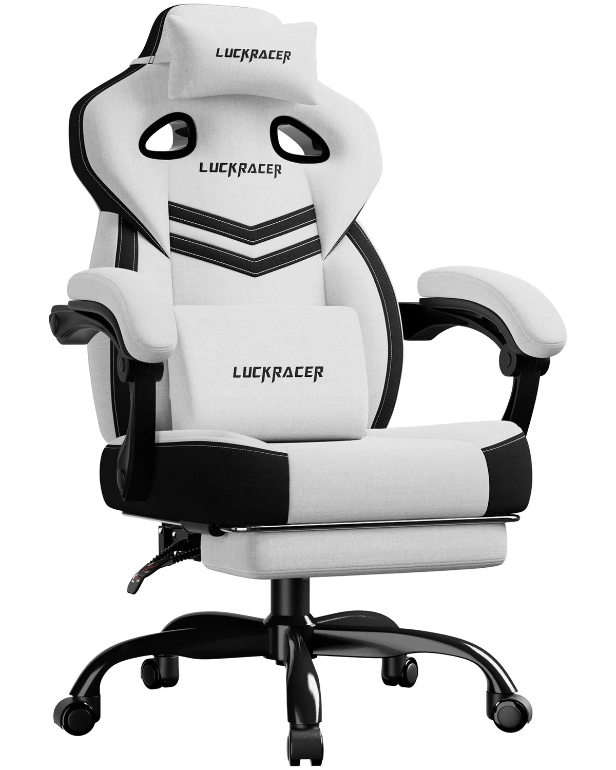 LUCK RACER Gaming Chair Ergonomic Office Chair with Connected Armrests, Memory Foam Cushion, Adjustable Reclining Backrest, Footrest