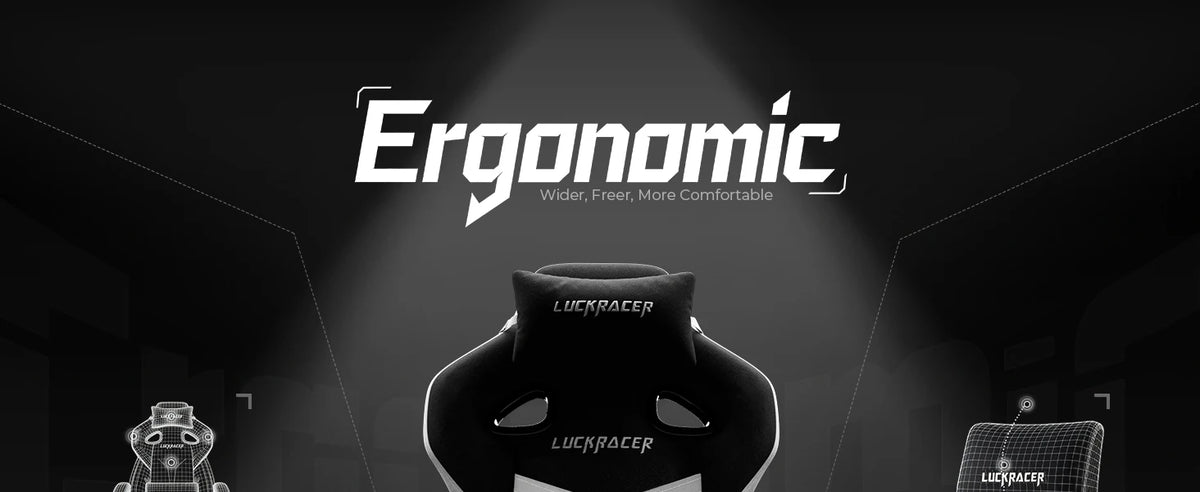 LUCK RACER Gaming Chair Ergonomic Office Chair with Connected Armrests, Memory Foam Cushion, Adjustable Reclining Backrest, Footrest